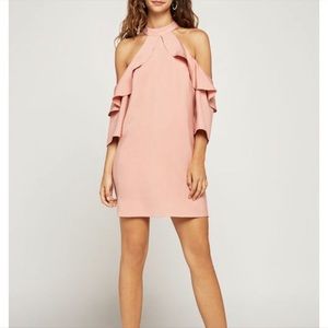 Rose-Dawn Cold-Shoulder Ruffle Dress